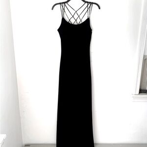 Vintage Y2K Cachet Strappy Black Formal Maxi Dress